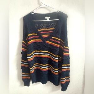 SUNDANCE CATALOG Alysha Sweater Size Small Navy Blue Striped Tried Old Money